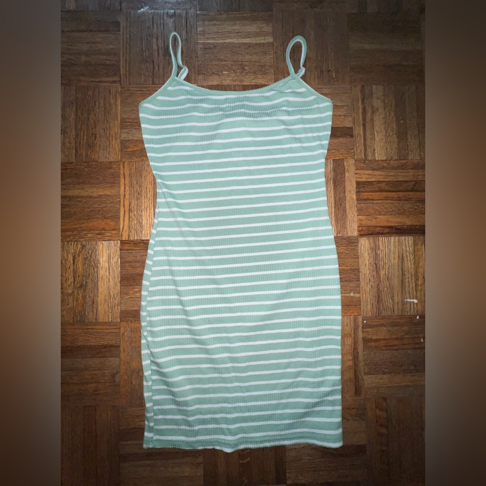 Shein Striped Green and White Dress